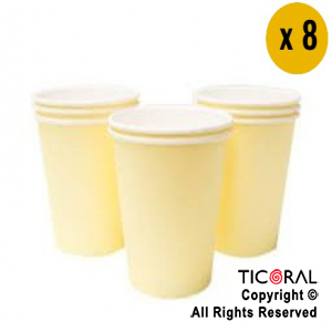 VASO POLIPAPEL 240CC AMARILLO PASTEL X 8