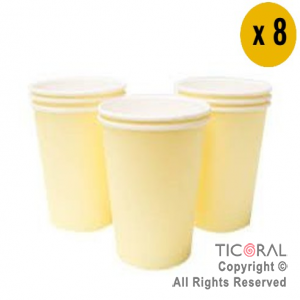 VASO POLIPAPEL 240CC AMARILLO PASTEL X 8