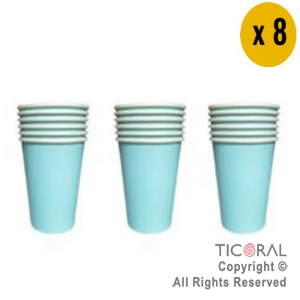 VASO POLIPAPEL 240CC PASTEL VERDE AGUA X 8