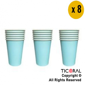 VASO POLIPAPEL 240CC VERDE AGUA PASTEL X 8