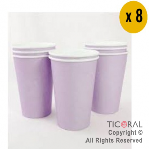 VASO POLIPAPEL 240CC PASTEL LILA  X 8