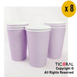 VASO POLIPAPEL 240CC LILA PASTEL X 8