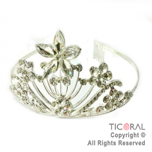 TIARA CORONA METAL CON STRASS X 1