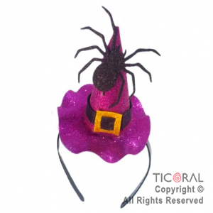 VINCHA SOMBRERO DE BRUJA DECO HALLOWEEN x 1